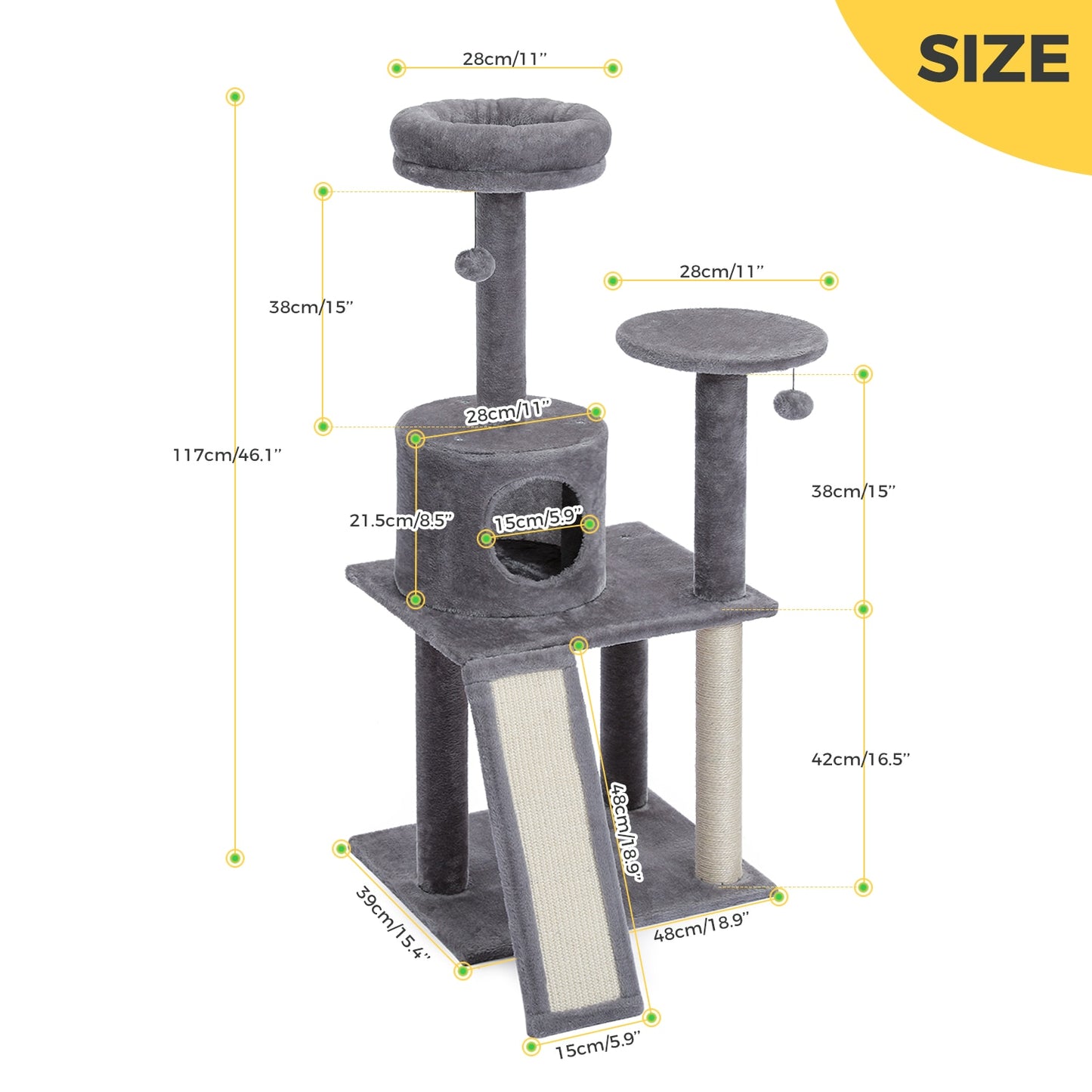 Cat Climbing Tree with Jumping Platform