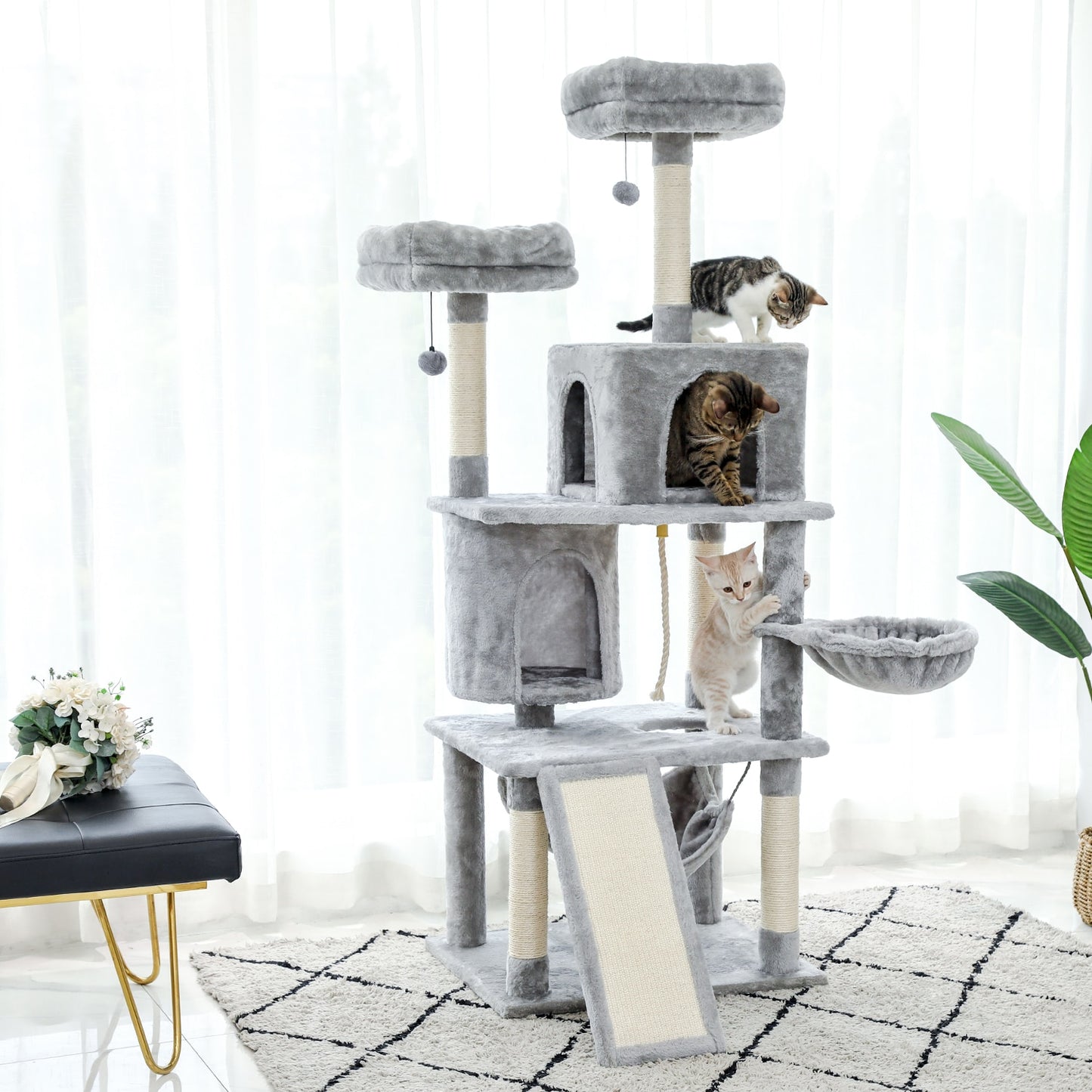 Cat Climbing Tree with Jumping Platform